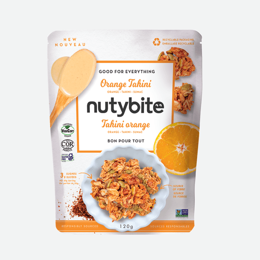 Orange Tahini Nutybite Granola Clusters  front