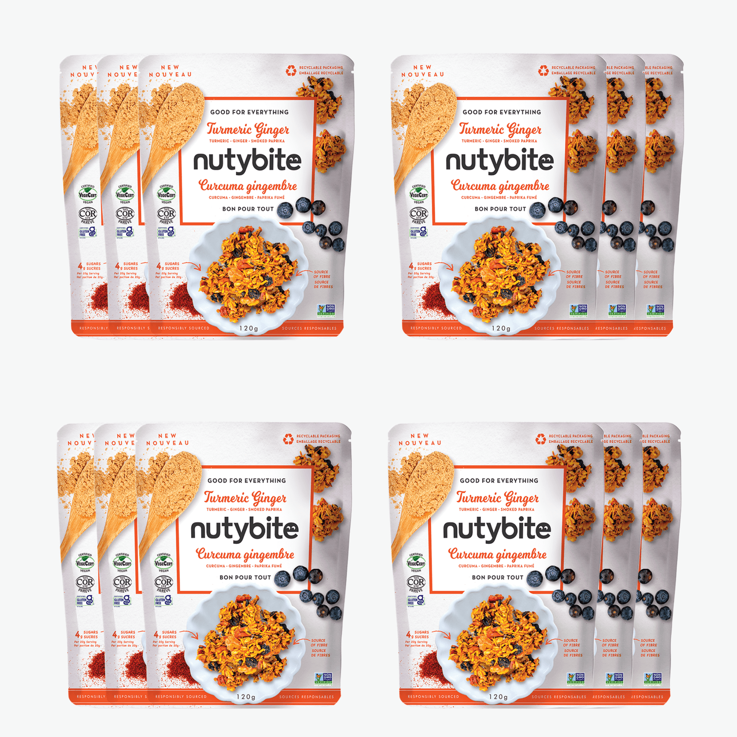 Turmeric Ginger Nutybite Granola Clusters 12 Pouches